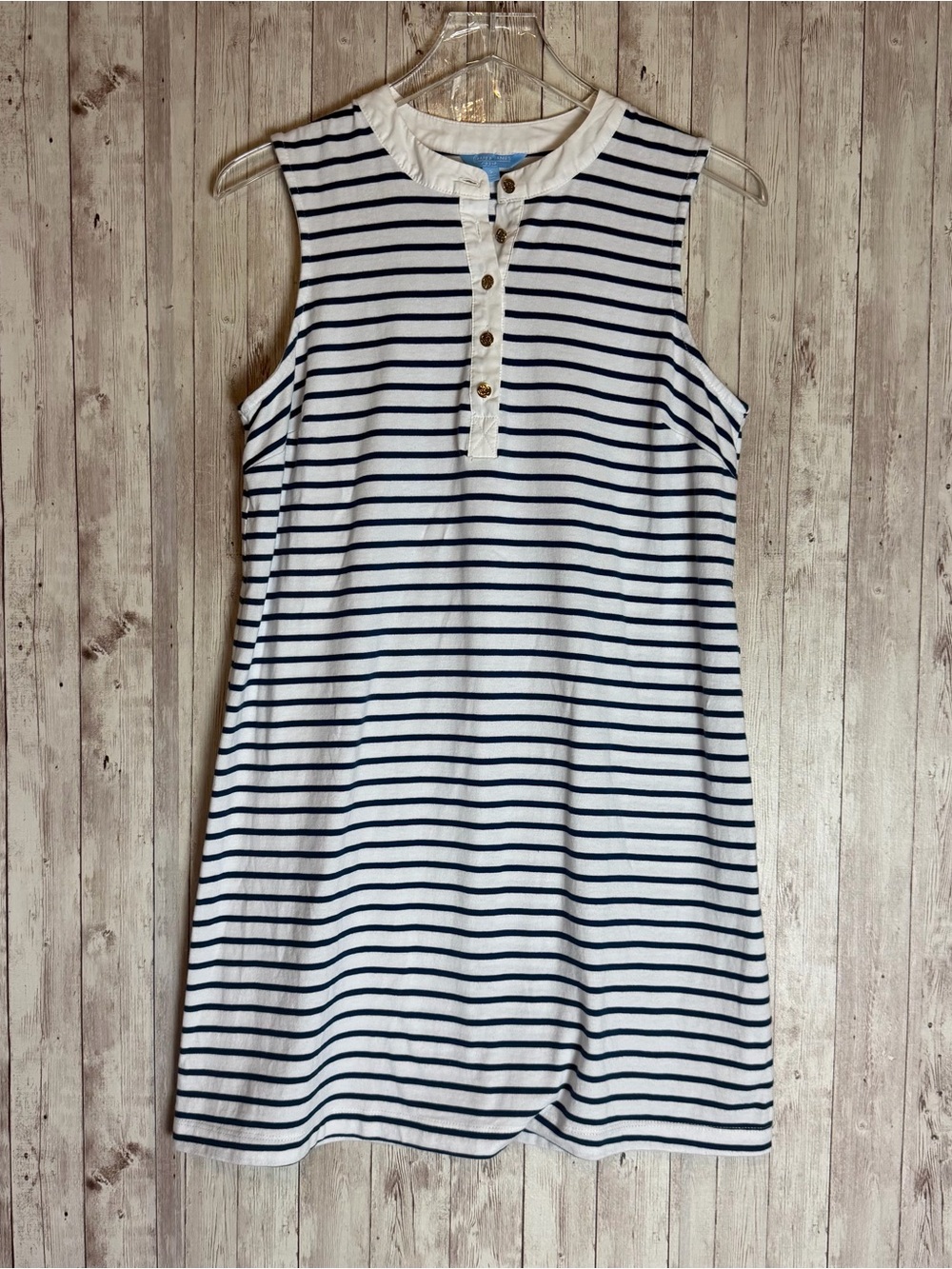 Draper James RSVP White Navy Striped Sleeveless Knit Shift Dress Small